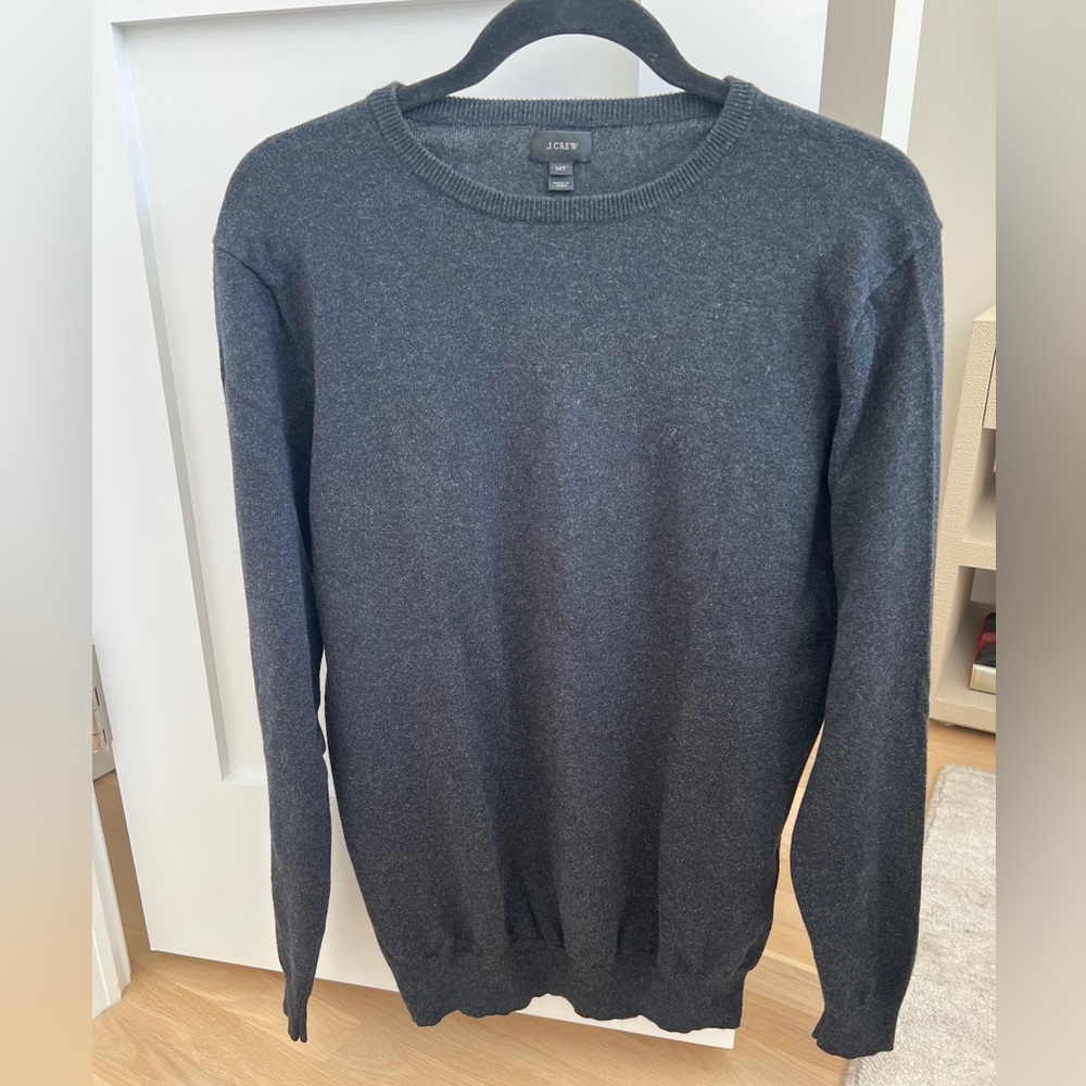 J. Crew Gray Crewneck Cotton Cashmere Long Sleeve Sweater [Medium Tall]